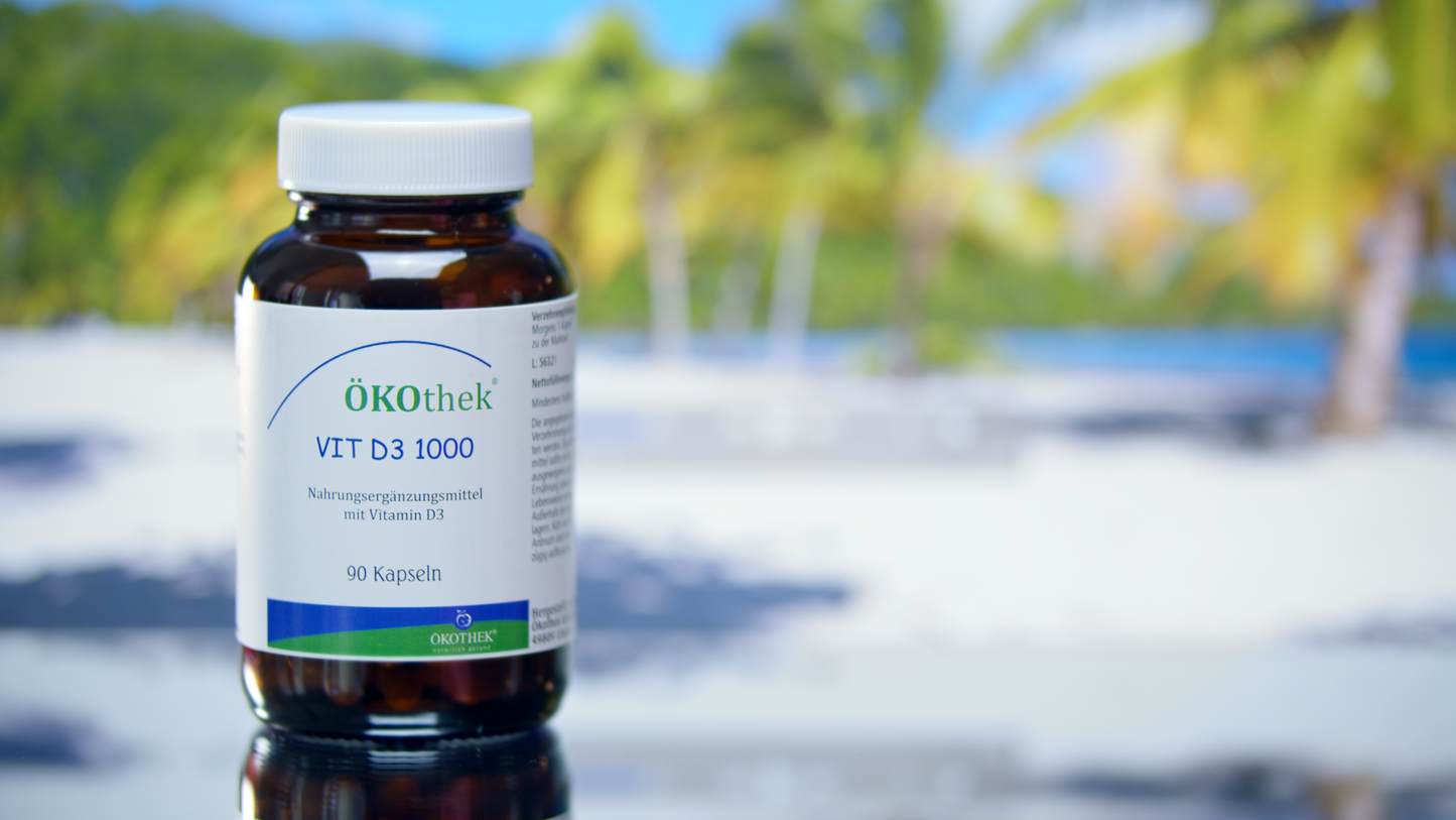 ÖKOthek Vit D3 1000. Nahrungsergänzungsmittel. Front side2.