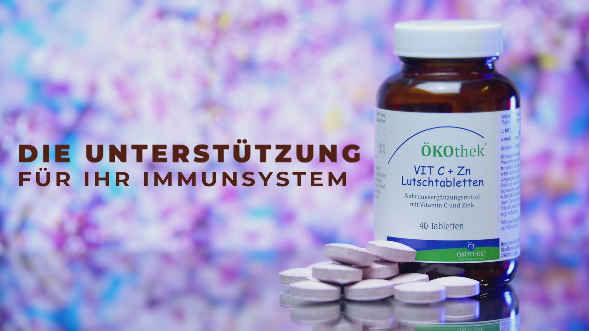 ÖKOthek Vit C+Zn Lutschtabletten. Nahrungsergänzungsmittel. Video.